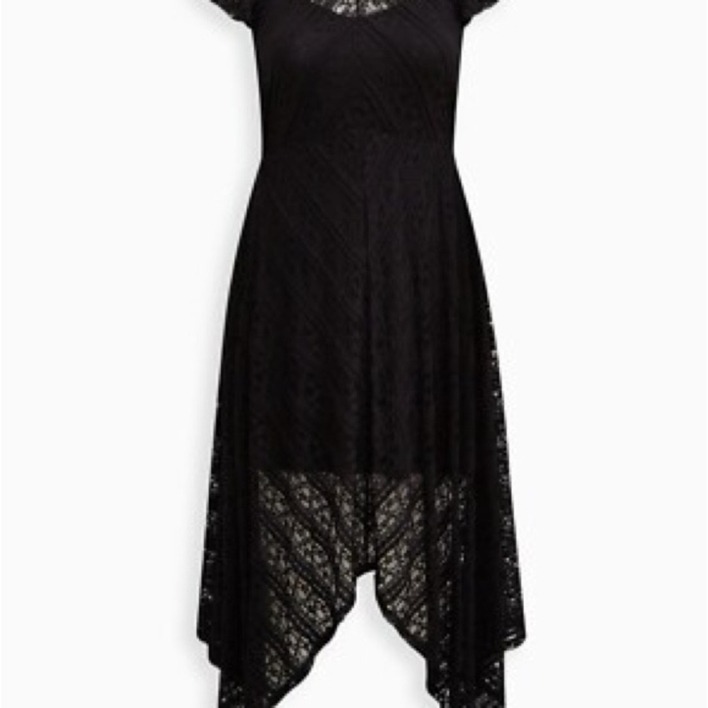 Torrid Black Lace Handkerchief Hem   Dress